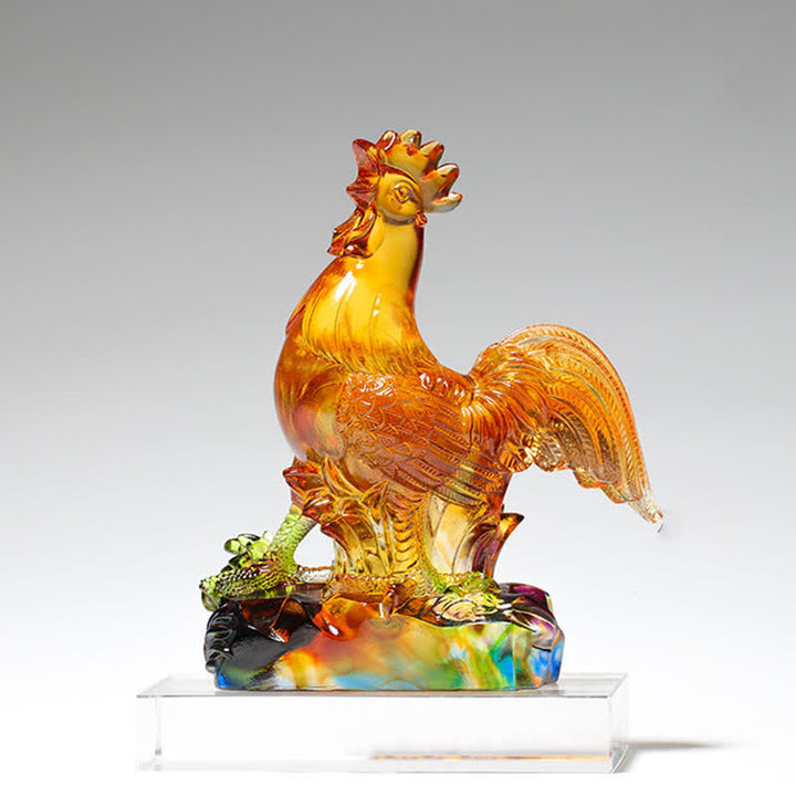 Pièce d'art en cristal de coq Liuli faite à la main, décoration d'intérieur - image 6