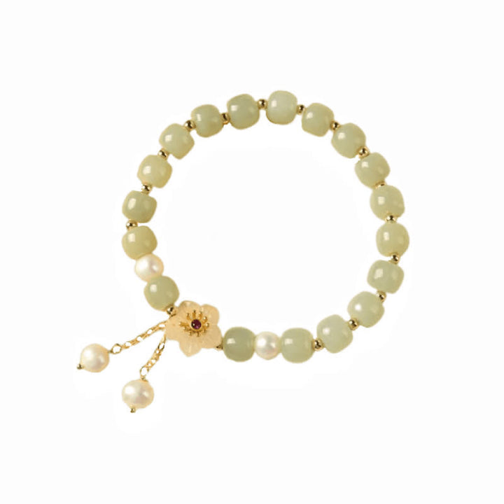 Bracelet d'abondance et de bonheur en perles de fleur de jade Hetian