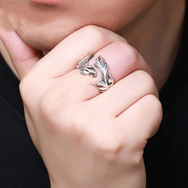 Bague ajustable avec force de protection et motif dragon et Buddha Stones - image 4