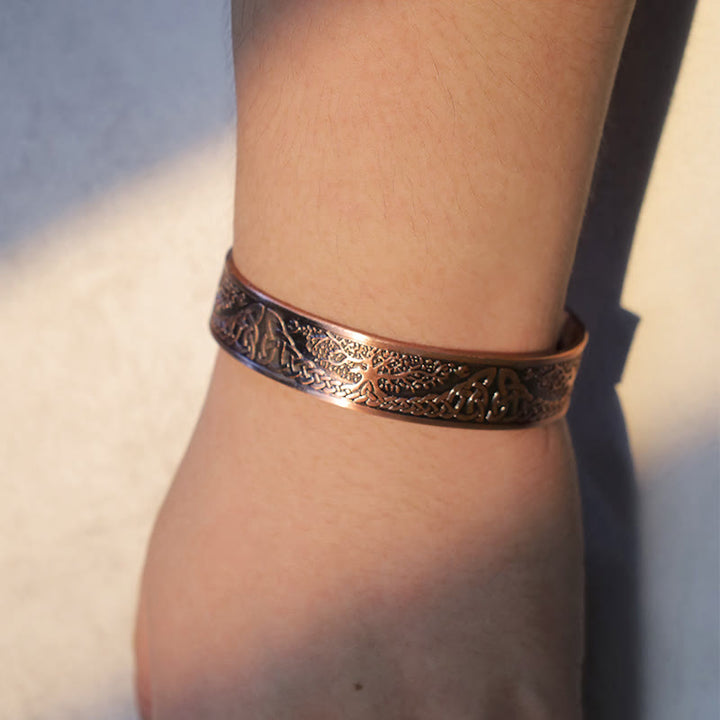 Bracelet manchette réglable magnétique avec Buddha Stones et arbre de vie porte-bonheur