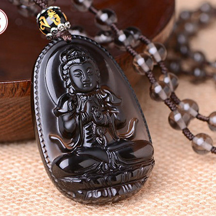 Collier de protection en obsidienne du zodiaque chinois