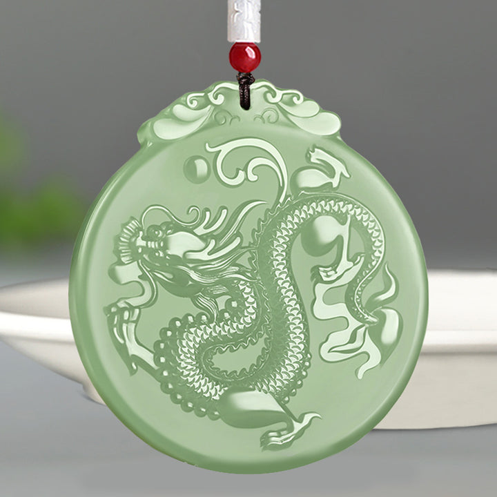 Collier porte-bonheur en jade avec pendentif en forme de dragon et Buddha Stones - image 3