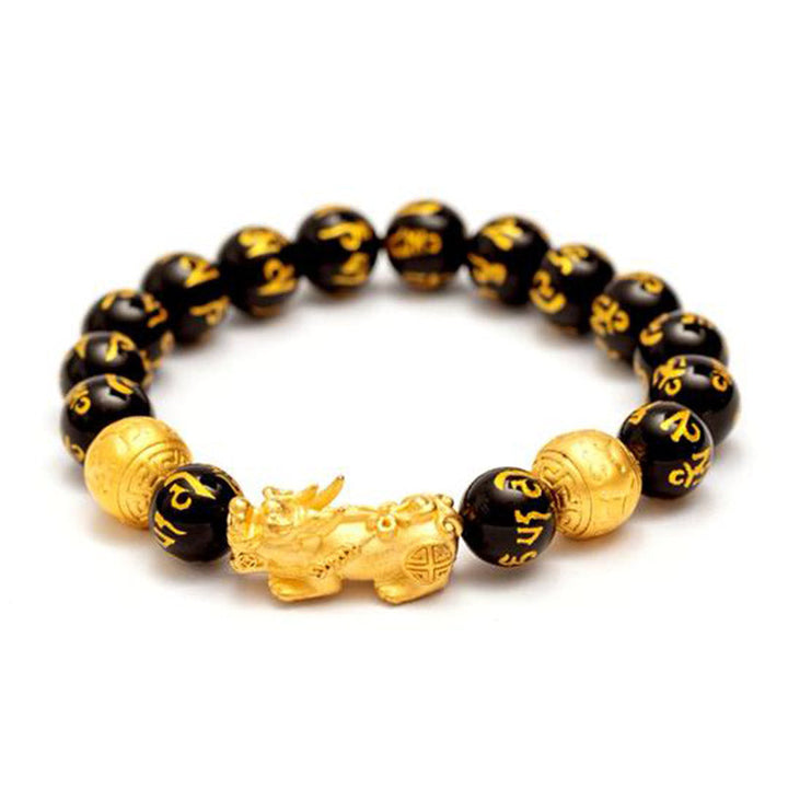 Bracelet de richesse en obsidienne FengShui PiXiu Buddha Stones