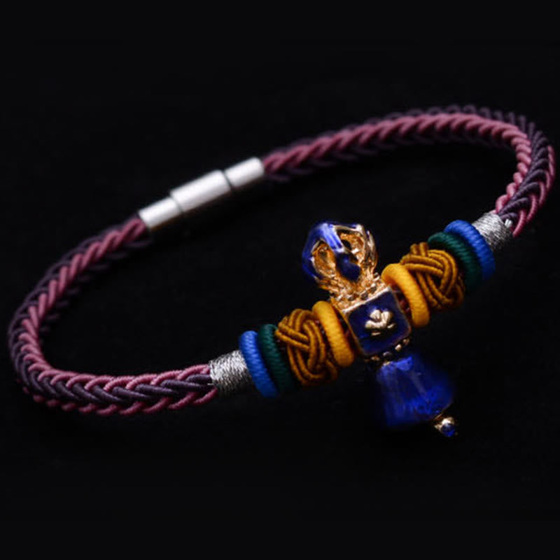 Bracelet tibétain fait main en corde Dorje Vajra à huit fils