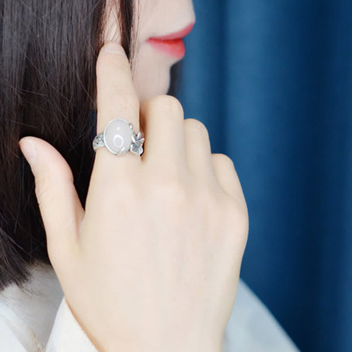 Bague d'harmonie positive en argent sterling 990 avec calcédoine naturelle et prune - image 8