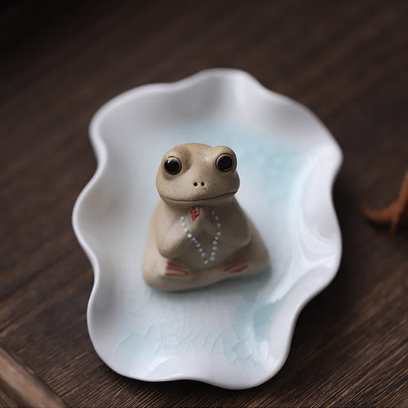 Statue de petite grenouille en céramique en méditation - image 7