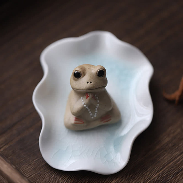 Statue de petite grenouille en céramique en méditation - image 7