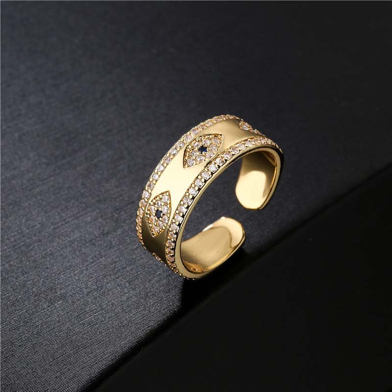 Bague en alliage de cuivre Buddha Stones et mauvais œil