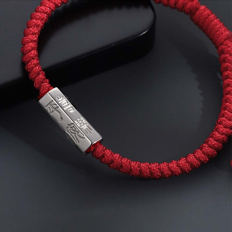 Bracelet en argent sterling 925 avec gravure de lettres de Buddha Stones et bénédiction