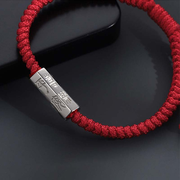Bracelet en argent sterling 925 avec gravure de lettres de Buddha Stones et bénédiction