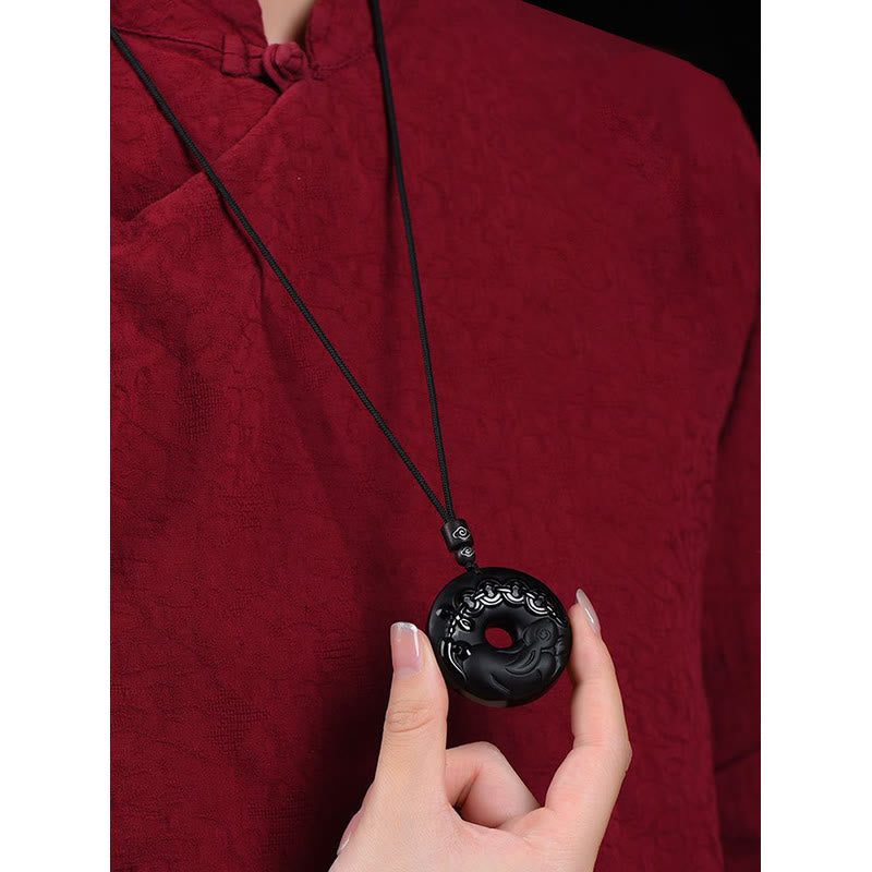 Collier avec pendentif en obsidienne noire naturelle et Buddha Stones du zodiaque chinois - image 11