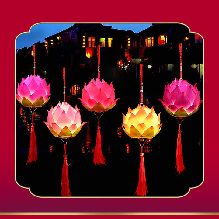 Lampe à pompon en forme de lanterne en forme de Buddha Stones et de fleur de lotus à faire soi-même