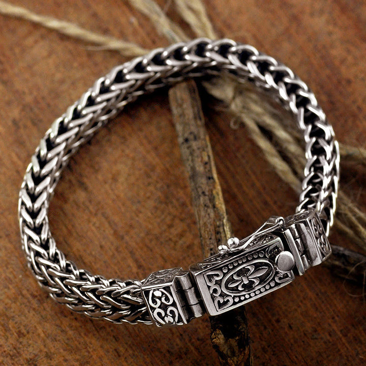 Bracelet de guérison équilibré tressé avec motif de dragon rétro Buddha Stones