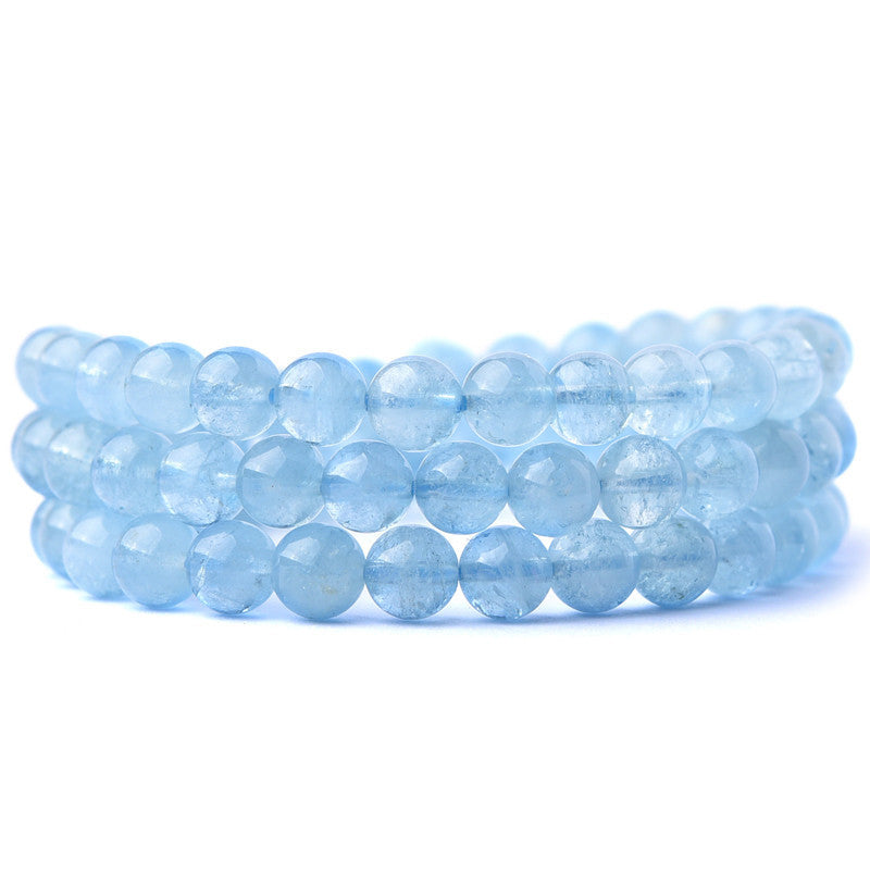 Bracelet de guérison de la paix en aigue-marine naturelle de Buddha Stones
