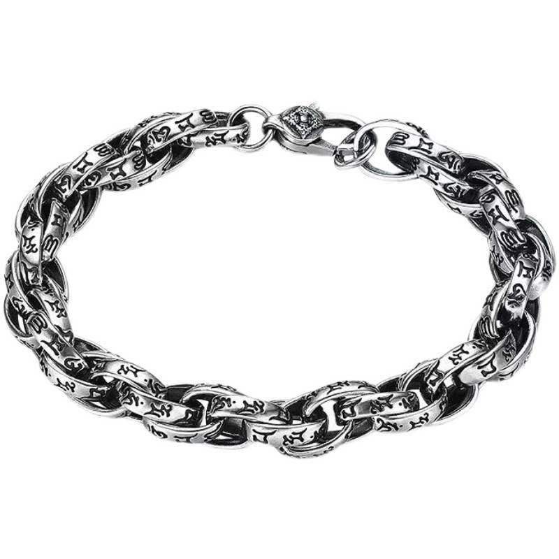 Bracelet tibétain en Buddha Stones avec amulette sculptée Om Mani Padme Hum