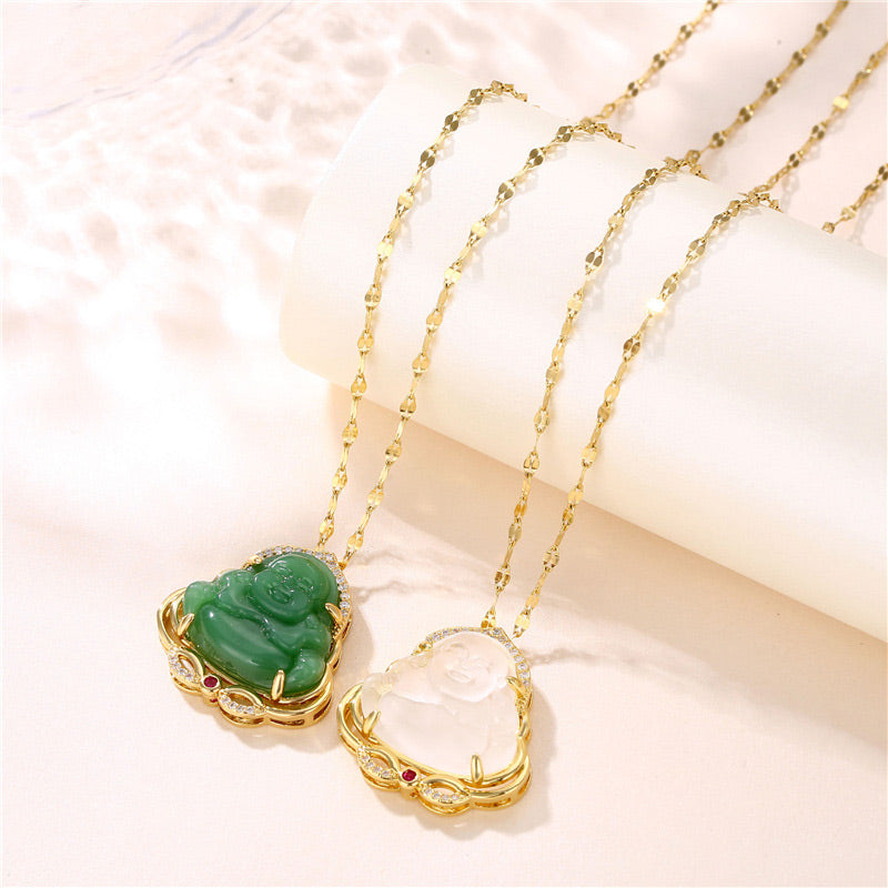 Collier de paix Bouddha rieur naturel en Buddha Stones - image 2