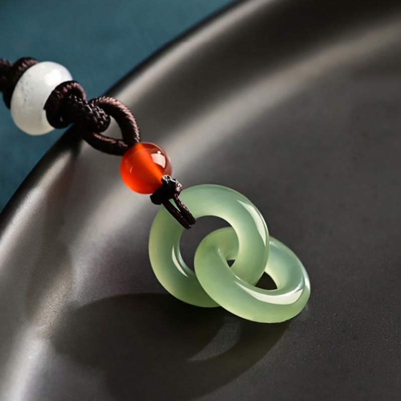 Buddha Stones naturel Hetian en jade blanc et double boucle de paix - image 3