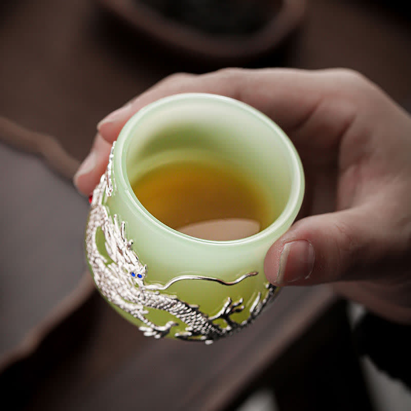 Tasse à thé en céramique Buddha Stones Lotus Dragon Phoenix Flower