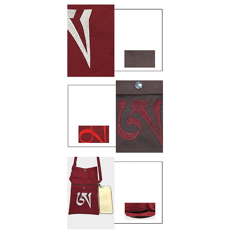 Sac à bandoulière en coton brodé à la main avec mantra OM pour la pratique spirituelle de l'esprit, sac à bandoulière pour téléphone portable - image 6