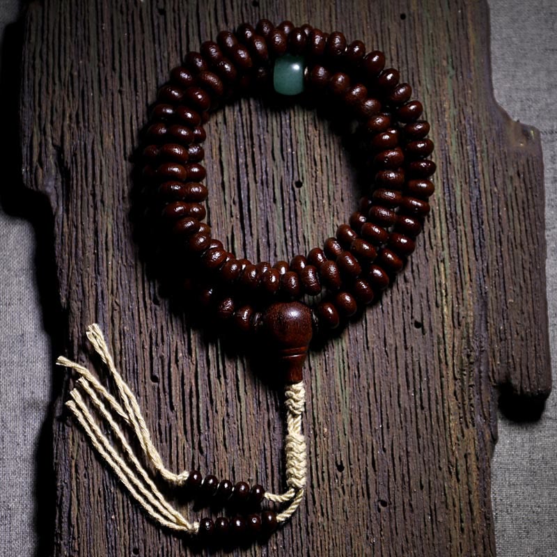 Buddha Stones Bracelet d'harmonie Dorje en cuivre avec 108 perles de Mala en perles de Bodhi violettes à trois yeux