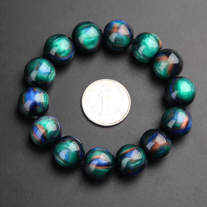 Bracelet et bague Mala positifs en Buddha Stones en saule de mer coloré - 16 mm - image 4