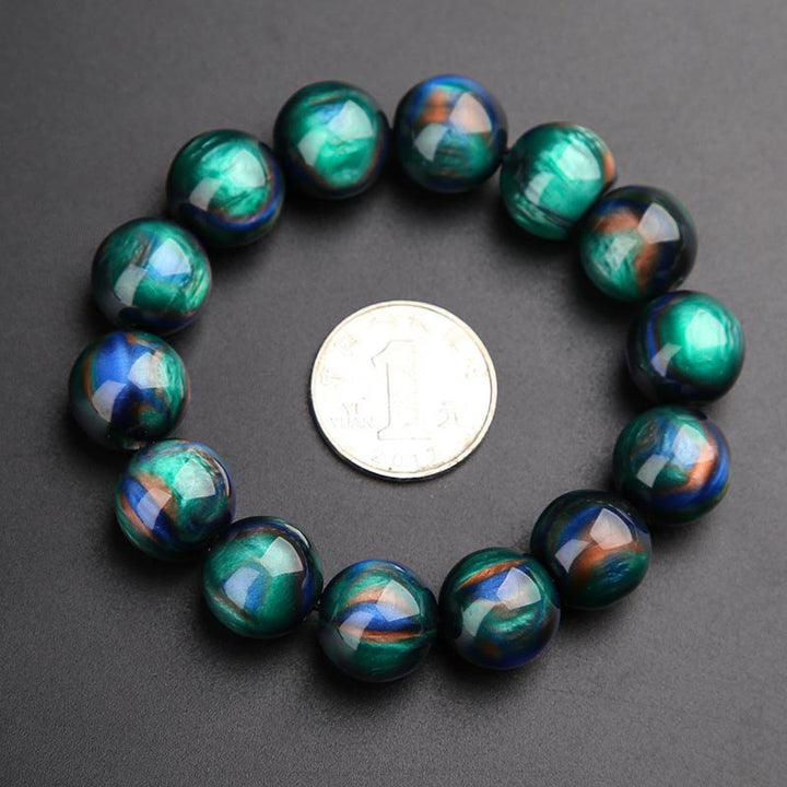 Bracelet et bague Mala positifs en Buddha Stones en saule de mer coloré