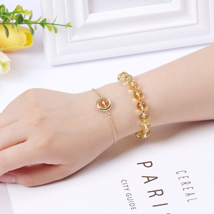 Bracelet positif en cristal de quartz fraise et pierre de soleil Buddha Stones