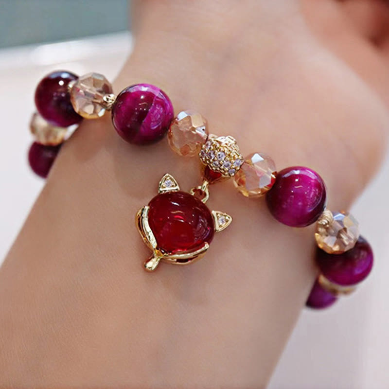 Bracelet de protection et de confiance en soi en œil de tigre rouge PiXiu Fox Buddha Stones - image 1