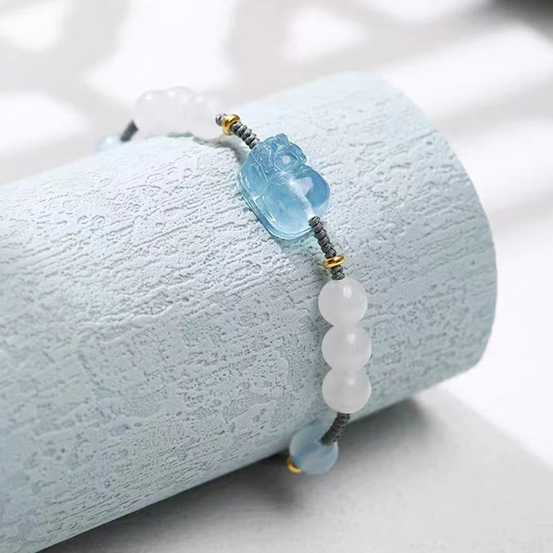 Bracelet de guérison en jade blanc naturel PiXiu Hetian Buddha Stones