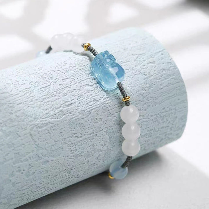 Bracelet de guérison en jade blanc naturel PiXiu Hetian Buddha Stones