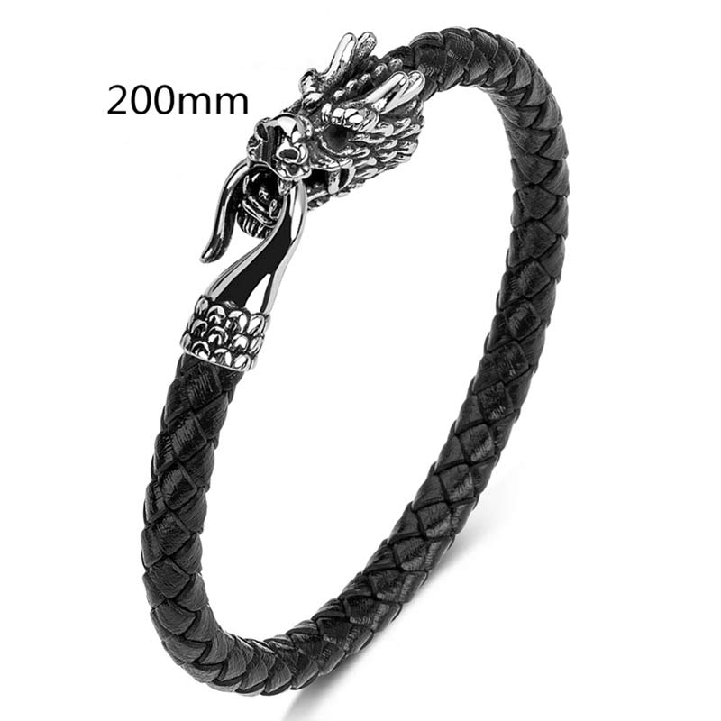 Bracelet de protection en acier titane avec dragon et Buddha Stones