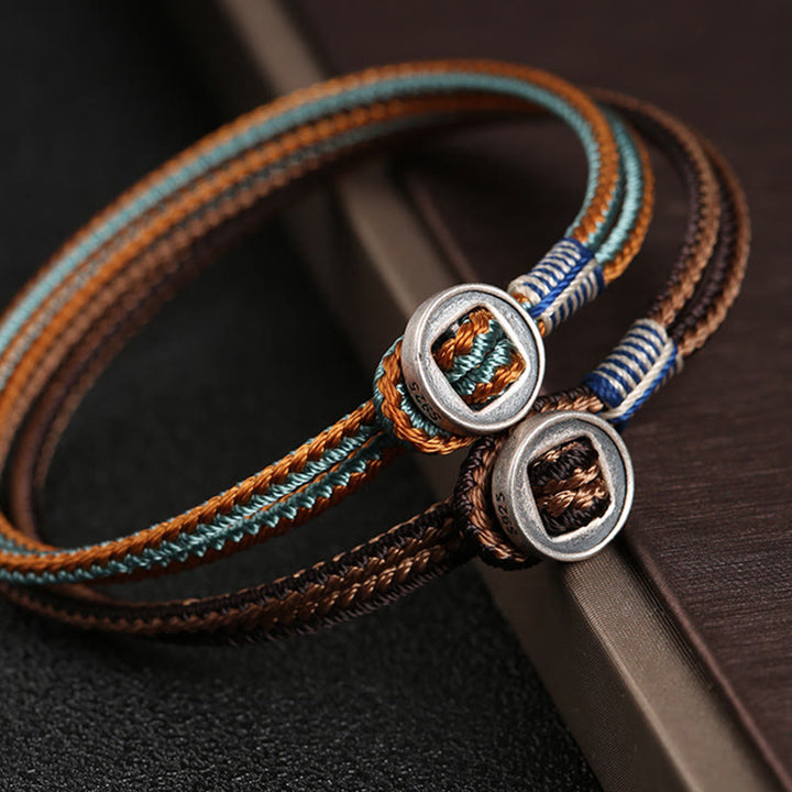 Bracelet en argent sterling 925 avec protection de bouton fait main et Buddha Stones