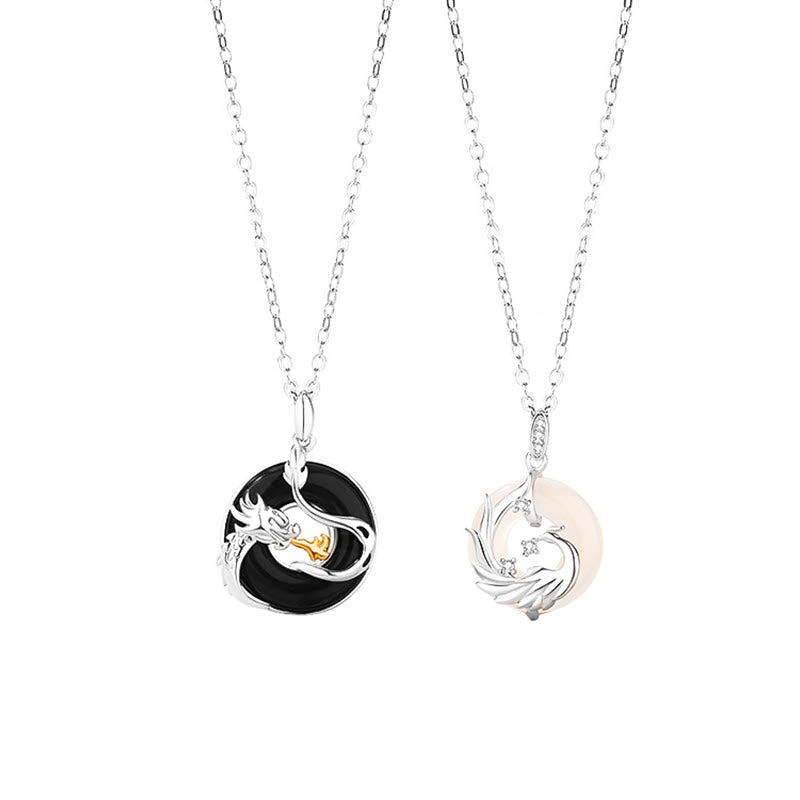 Buddha Stones et onyx noir naturel calcédoine dragon phénix paix boucle protection
