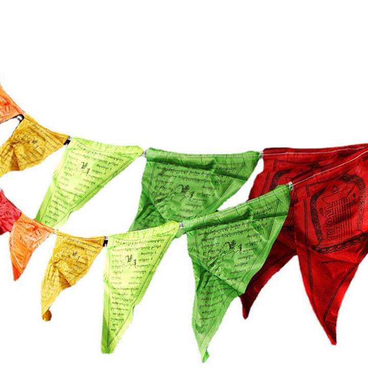 Décoration extérieure de 25 drapeaux de prière triangulaires de bénédiction tibétaine - image 10