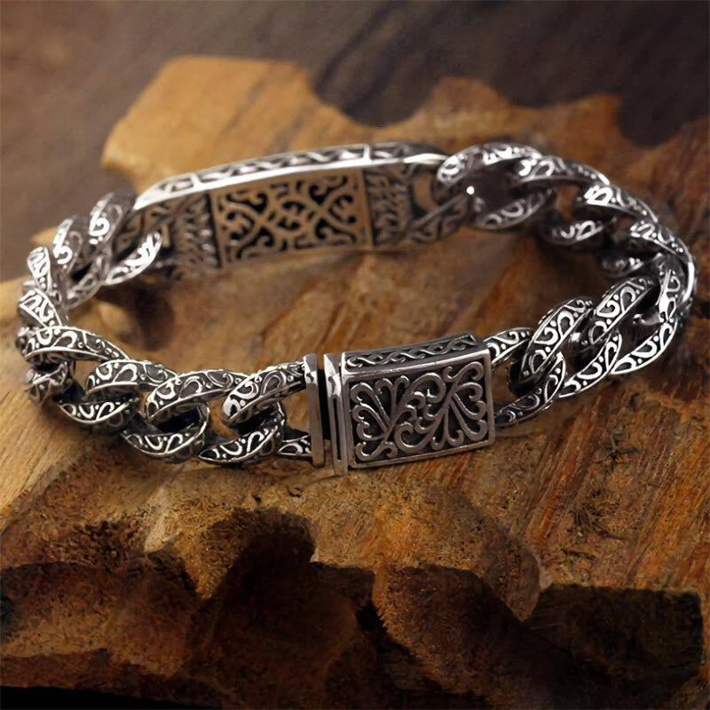 Bracelet de guérison gravé à motifs vintage Buddha Stones