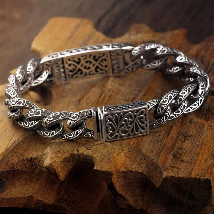 Bracelet de guérison gravé à motifs vintage Buddha Stones