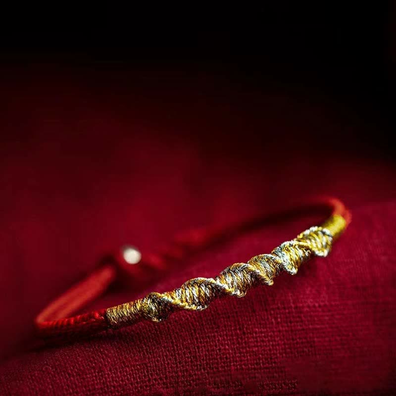 Bracelet tressé en argent sterling 925 avec Buddha Stones et protection en fil rouge - image 0