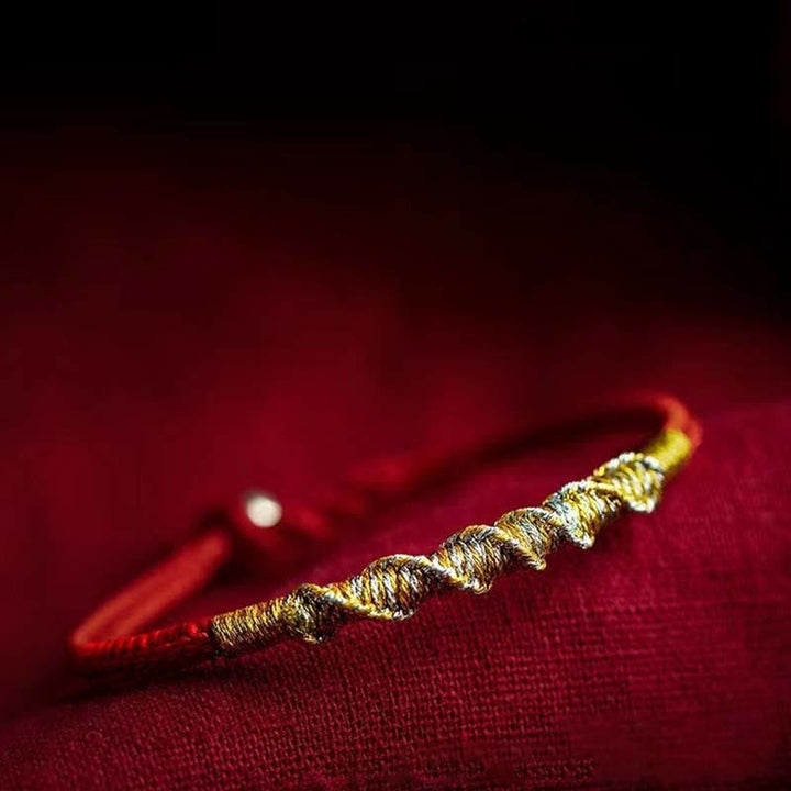 Bracelet tressé en argent sterling 925 avec Buddha Stones et protection en fil rouge - image 0
