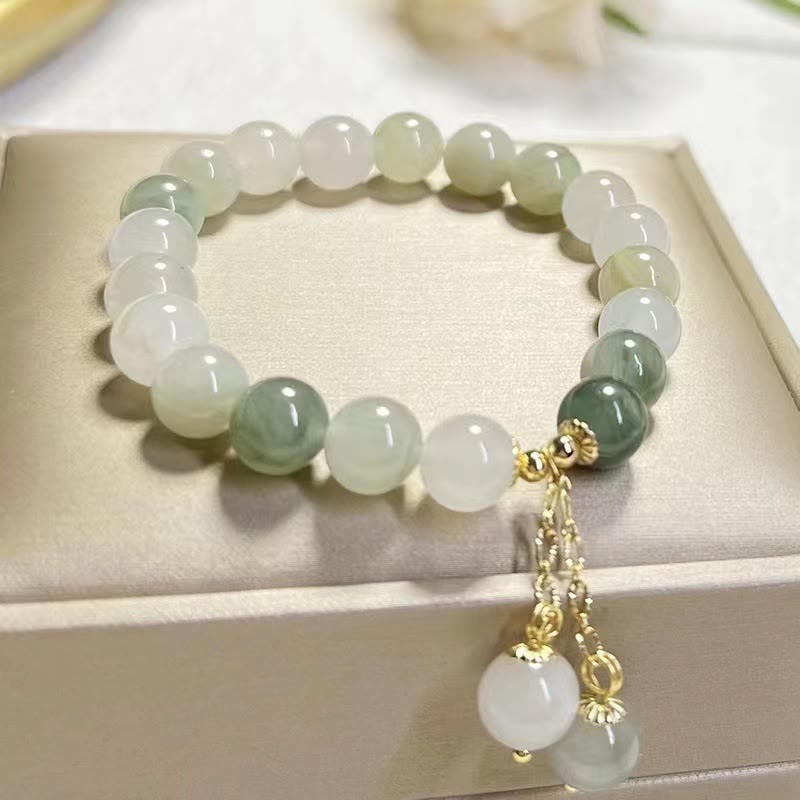 Bracelet porte-bonheur en perles de jade à dégradé naturel et Buddha Stones