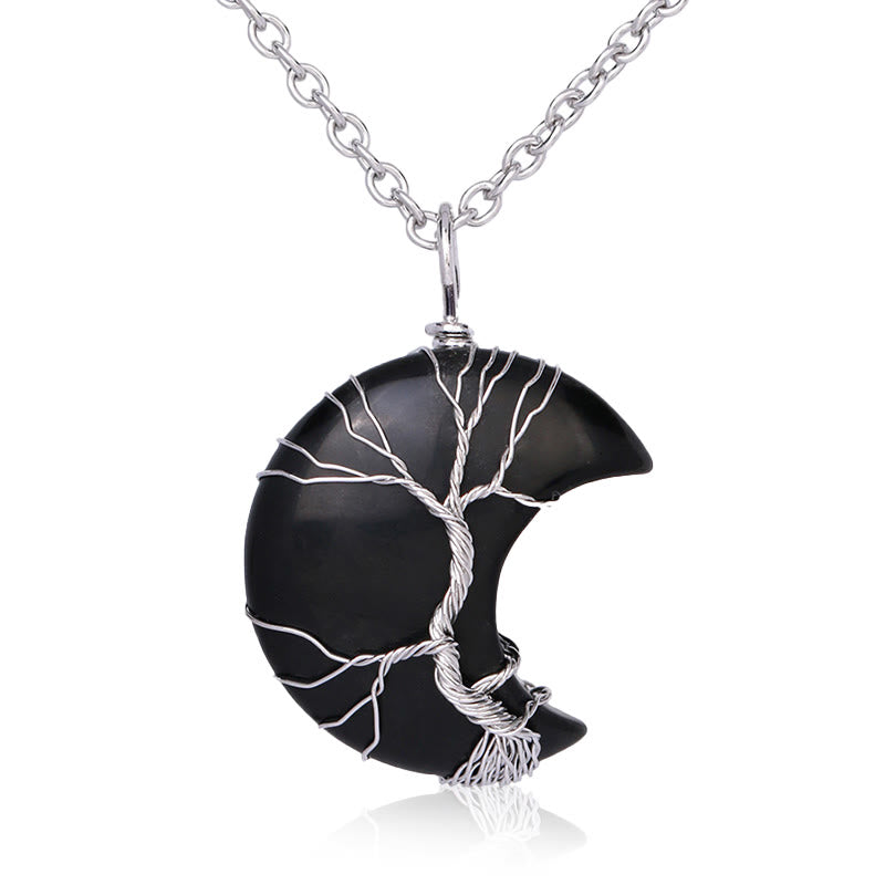 Collier pendentif en cristal de quartz naturel Buddha Stones Moon Tree Of Life Healing Energy - Onyx noir - image 19