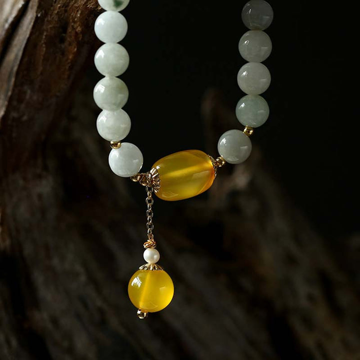 Bracelet de protection en agate de jade blanc naturel Buddha Stones