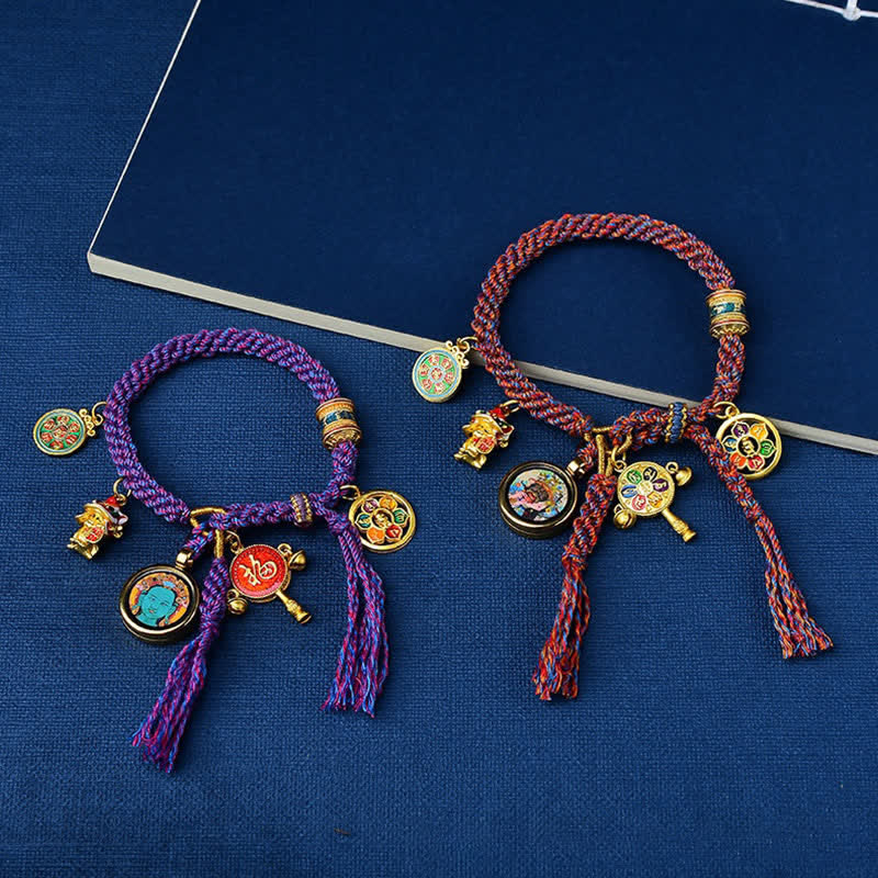 Bracelet tressé porte-bonheur Thangka Tibétain Tara Zakiram Déesse de la richesse