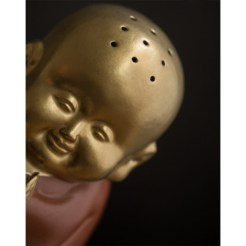 Brûleur d'encens de guérison en céramique Petit Bouddha Rieur