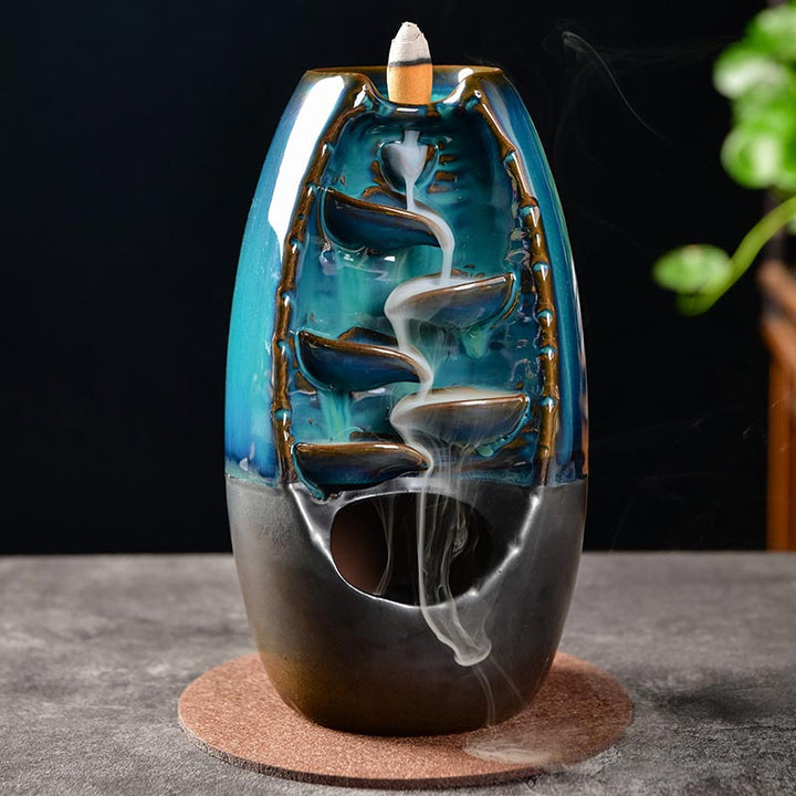 Brûleur d'encens tibétain en Buddha Stones pour protection du dragon - Bleu - image 0