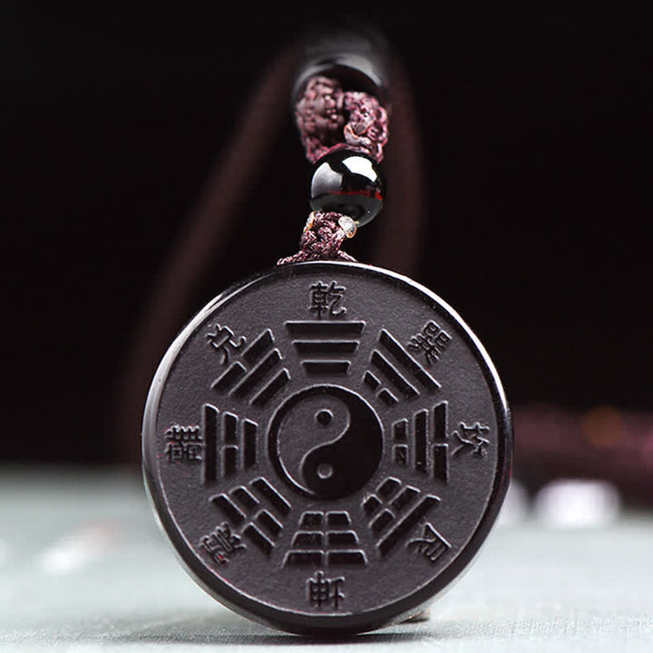 Collier pendentif force Yin Yang Bagua en obsidienne noire avec Buddha Stones - image 3