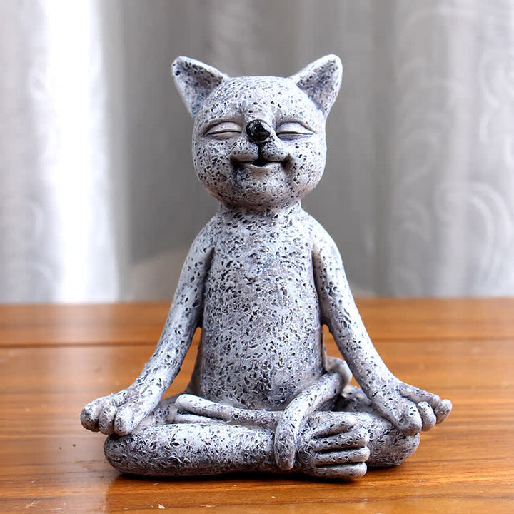 Décoration Zen Chien Chat Grenouille Méditant - Chat de méditation 9 cm x 5,8 cm x 10,3 cm (197 g) - image 5
