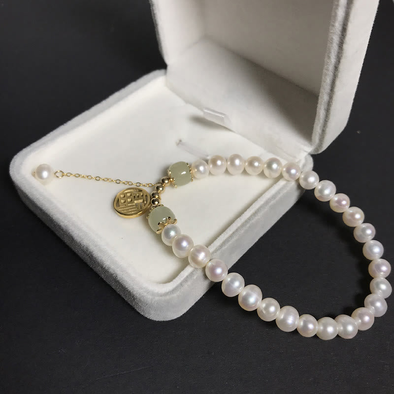 Bracelet de perles de sagesse et de bonheur en jade Hetian naturel