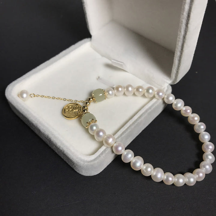 Bracelet de perles de sagesse et de bonheur en jade Hetian naturel