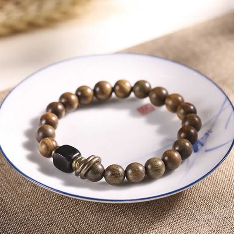 Bracelet tibétain apaisant en cristal de bois de santal vert