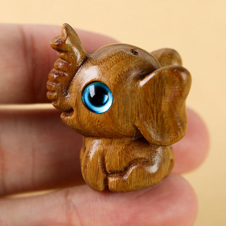 Buddha Stones Bois de santal Petite feuille Bois de santal rouge Bois de santal vert Mini éléphant porte-bonheur sculpté Décoration de protection - image 14